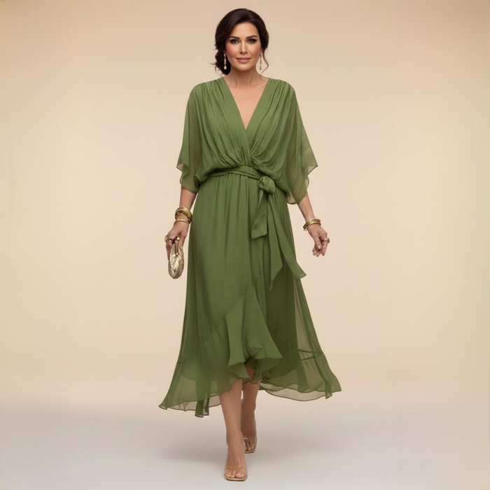 Monica | Fliessendes Kleid mit V-Ausschnitt