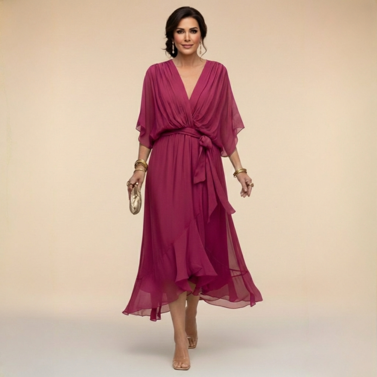Monica | Vestido fluido escote en V