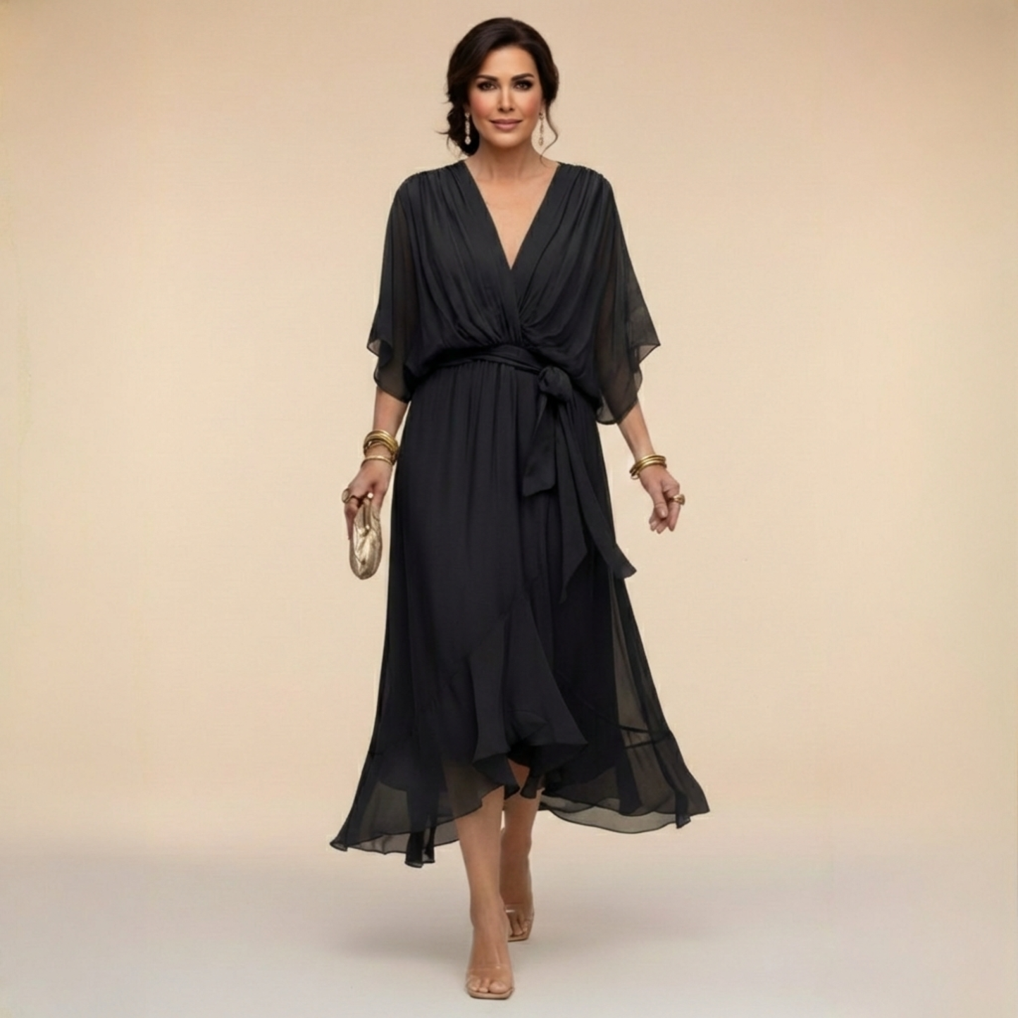Monica | Vestido fluido escote en V