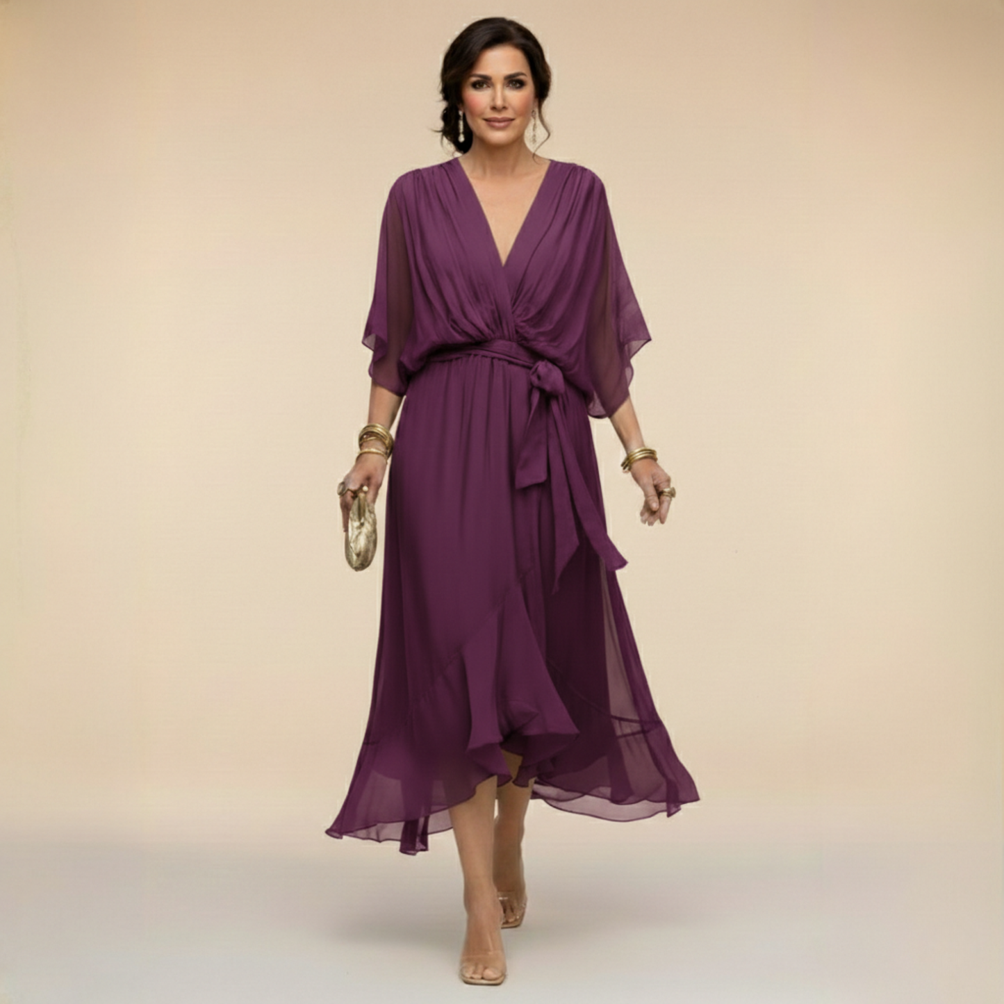 Monica | Vestido fluido escote en V