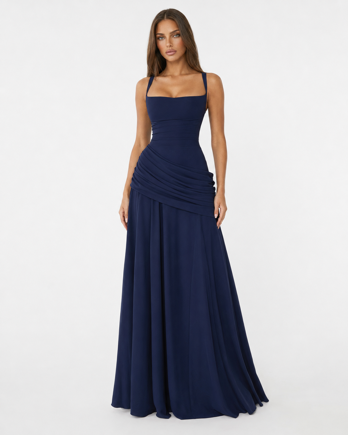Enie | Vestido Maxi Elegante con Escote Cuadrado