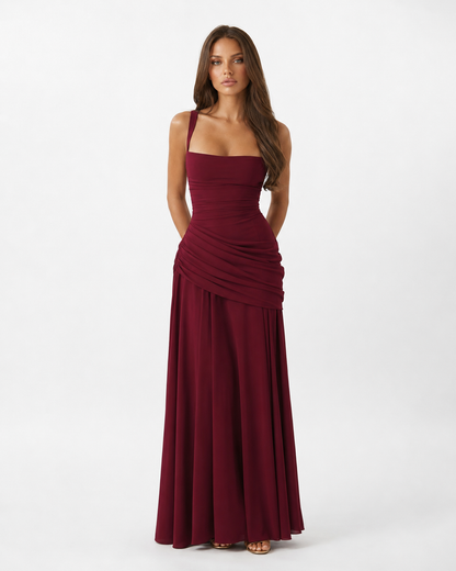Enie | Vestido Maxi Elegante con Escote Cuadrado