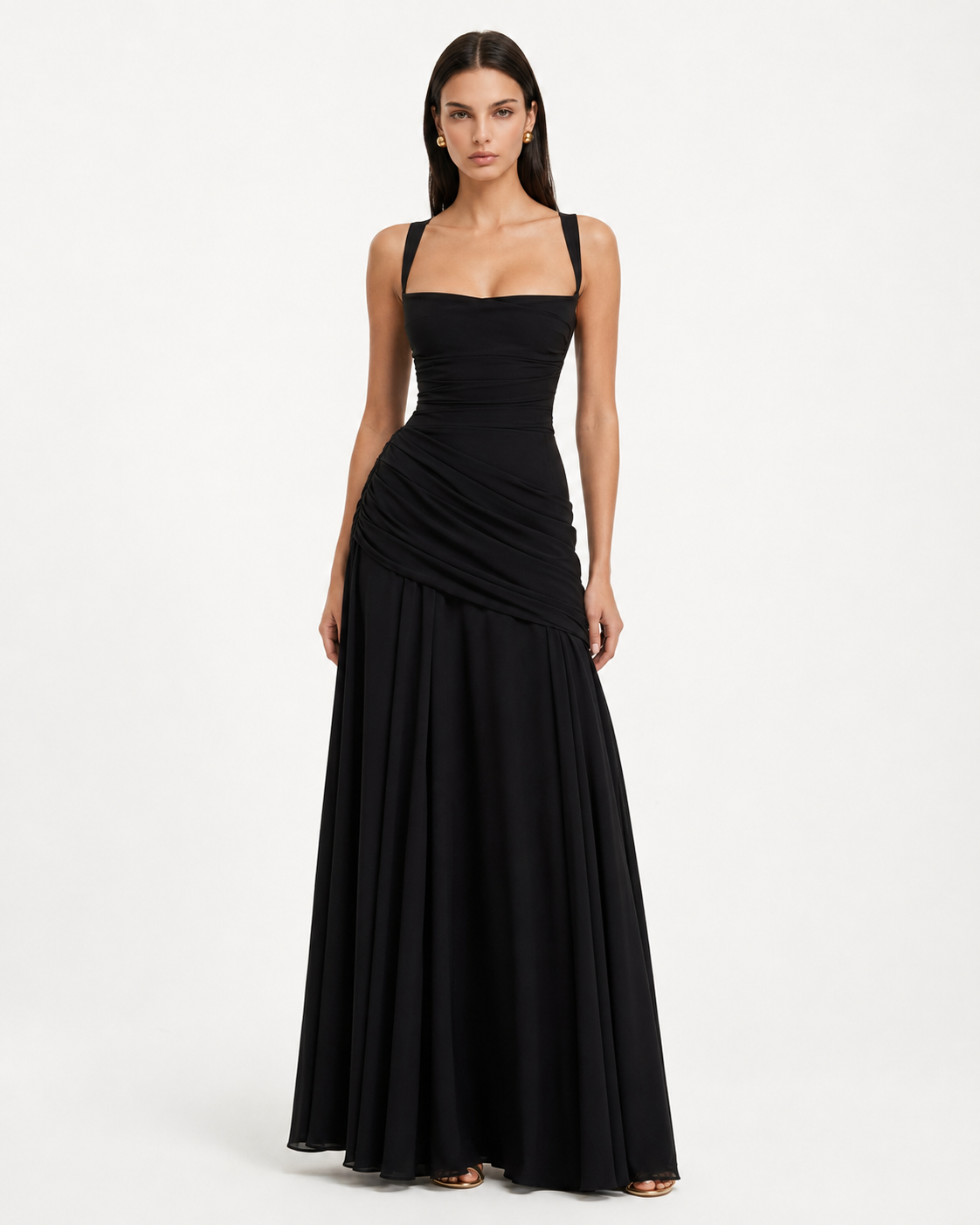 Enie | Vestido Maxi Elegante con Escote Cuadrado