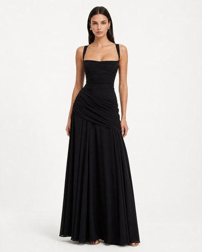 Enie | Vestido Maxi Elegante con Escote Cuadrado