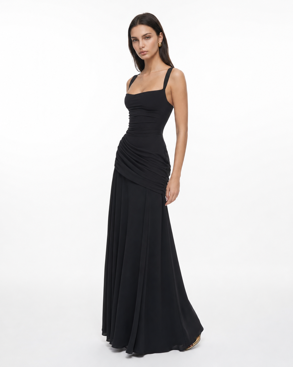 Enie | Vestido Maxi Elegante con Escote Cuadrado