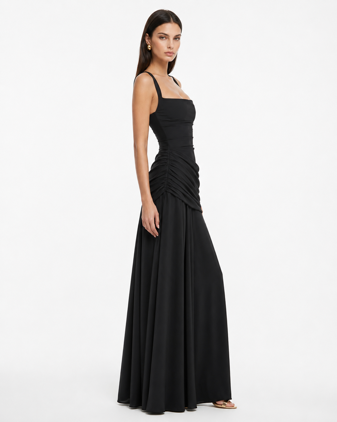 Enie | Vestido Maxi Elegante con Escote Cuadrado
