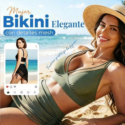 Selene | Bikini moldeador con falda drapeada elegante