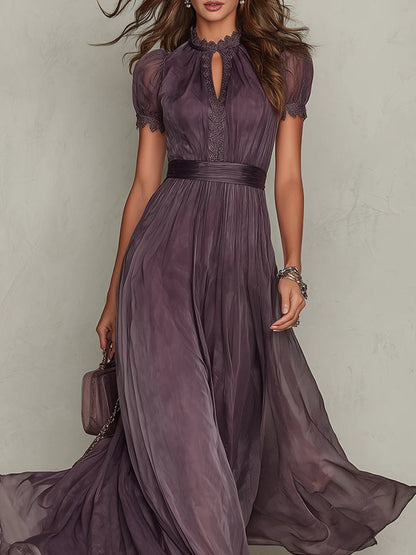 Flavia | Vestido largo de chiffon con escote lágrima
