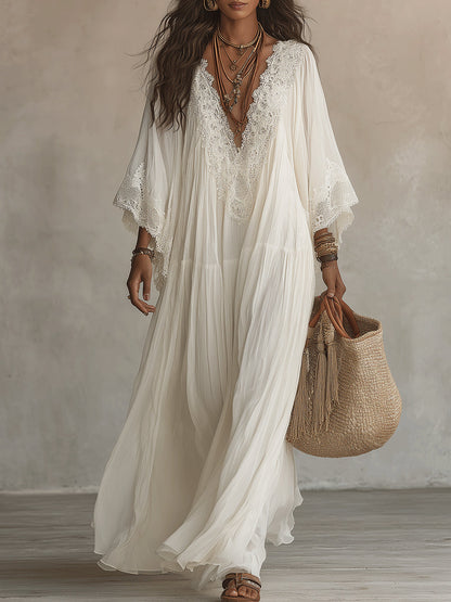Celeste | Vestido Largo de Chifón con Encaje