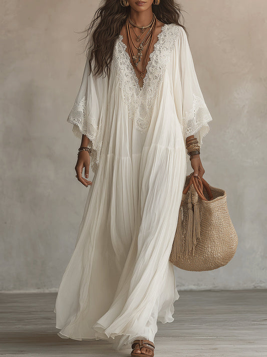 Celeste | Vestido Largo de Chifón con Encaje