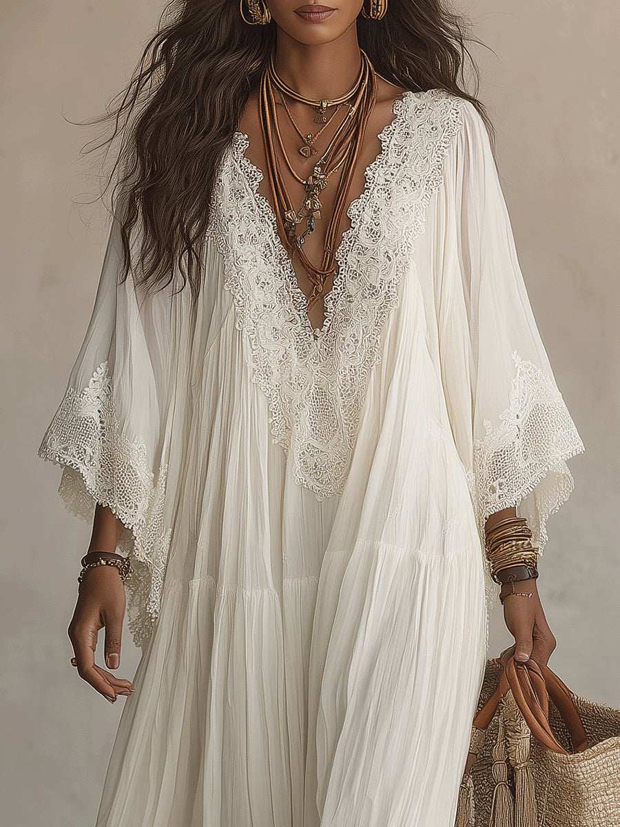 Celeste | Vestido Largo de Chifón con Encaje