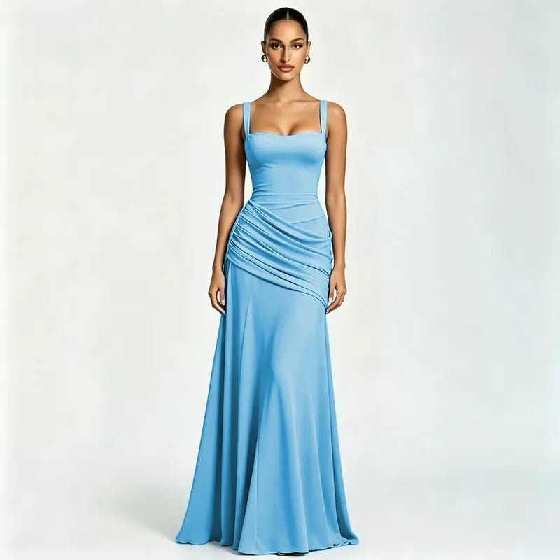 Enie | Vestido Maxi Elegante con Escote Cuadrado