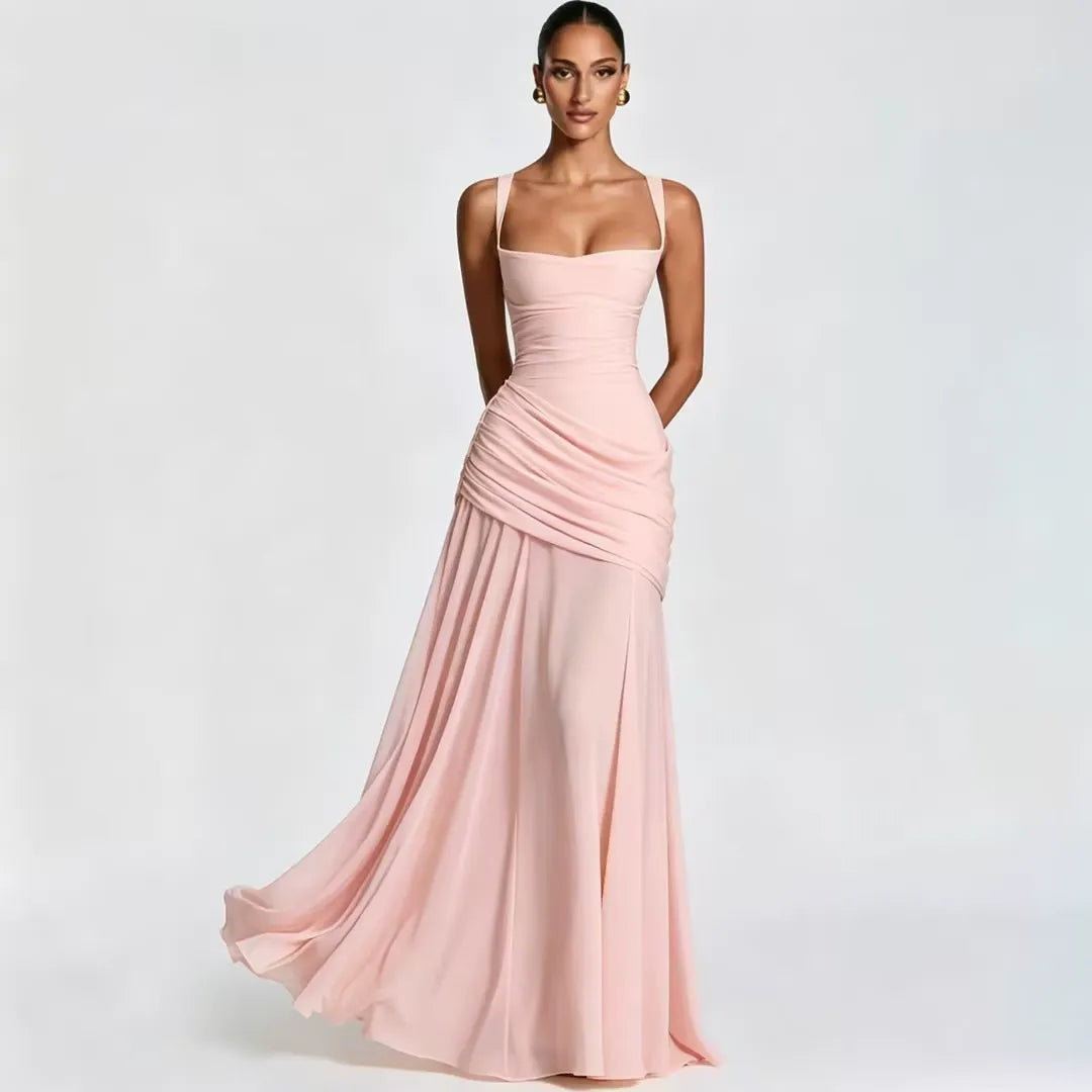 Enie | Vestido Maxi Elegante con Escote Cuadrado