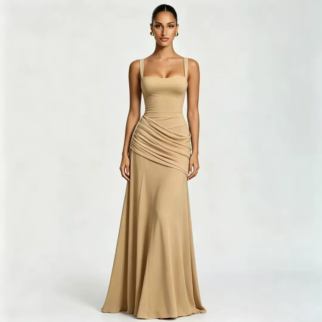 Enie | Vestido Maxi Elegante con Escote Cuadrado